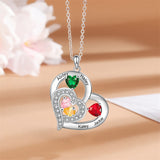 Sterling Silver Personalized Name Birthstone Mothers Necklace for Women