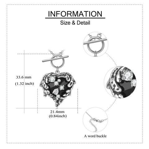 Sterling Silver Gothic Witches Heart Pendant Necklace