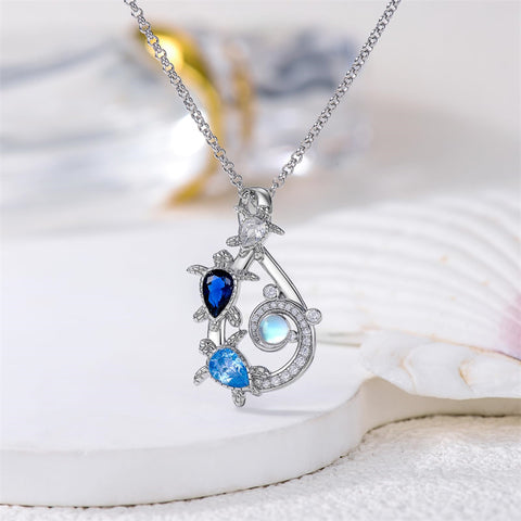 Sterling Silver Infinity Turtle Pendant Necklace