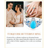 Sterling Silver Cushion Marquise Pear Round Oval Cut Turquoise Engagement Ring for Women