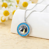 Sterling Silver Personalized Engraved Blue Opal Malachite Turquoise Cat Urn Necklace for Ashes