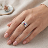 10K 14K 18K Gold Square Shaped Personalized 1-5 Birthstone  Family Mother's Ring Anniversary Ring for Women