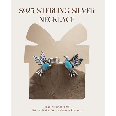 Sterling Silver Turquoise Hummingbird Stud Earrings