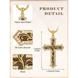 14K Gold Plated Turquoise  Abalone Shell Malachite Wood Filigree Cross Pendant Necklace