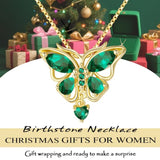 14K Gold Plated Birthstone Butterfly Necklace for Women Ideal Gift for Anniversary Christmas Birthday