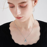 Sterling Silver Personalized Engraved Teardrop Birthstone Celtic Knot Urn Necklace for Ashes