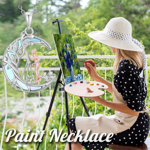 Sterling Silver Moonstone Tree of Life Art Book Pendant Necklace for Book Lover