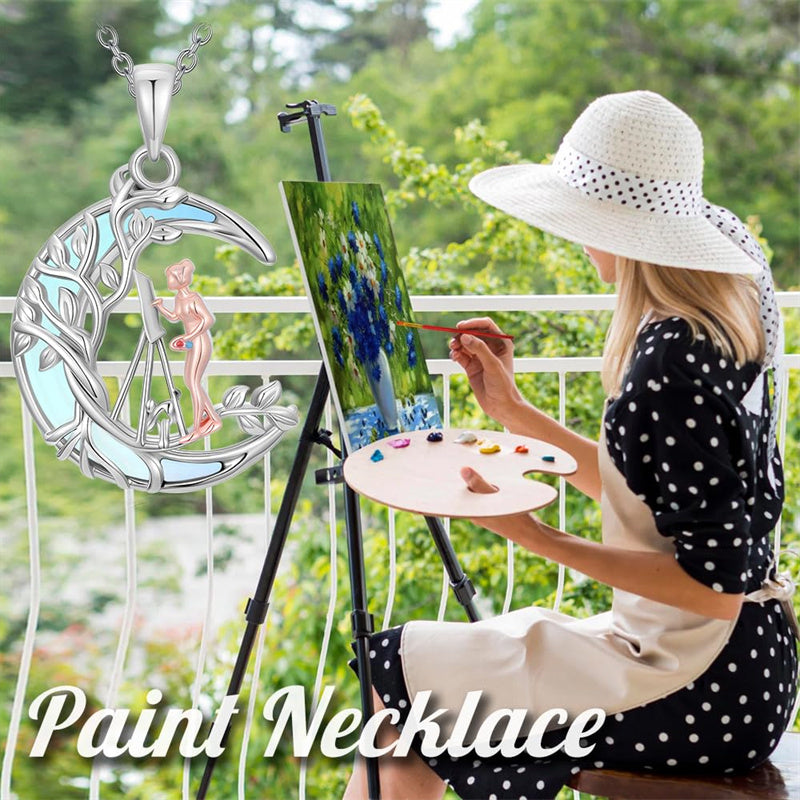 Sterling Silver Moonstone Tree of Life Art Book Pendant Necklace for Book Lover