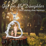 Sterling Silver Cubic Zirconia Mother Daughter Father Daughter Pendant Necklace