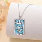 Sterling Silver Turquoise Empress The Lovers  The Moon Wheel Of Fortune The Sun Tarot Card Pendant Necklace