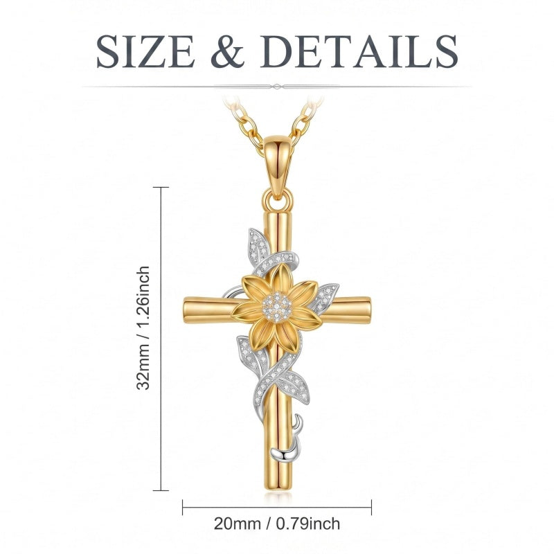 14K Gold Plated Cross Pendant Necklace Faith Jewelry Gift for Women