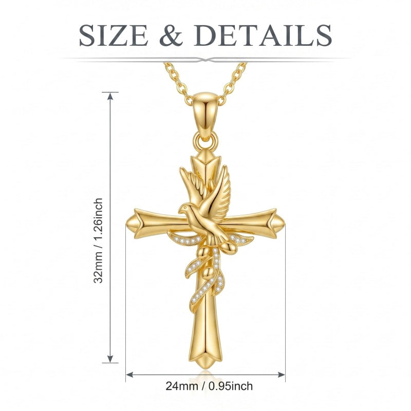 14K Gold Plated Cross Pendant Necklace Faith Jewelry Gift for Women