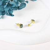 Sterling Silver Moss Agate Stud Earrings