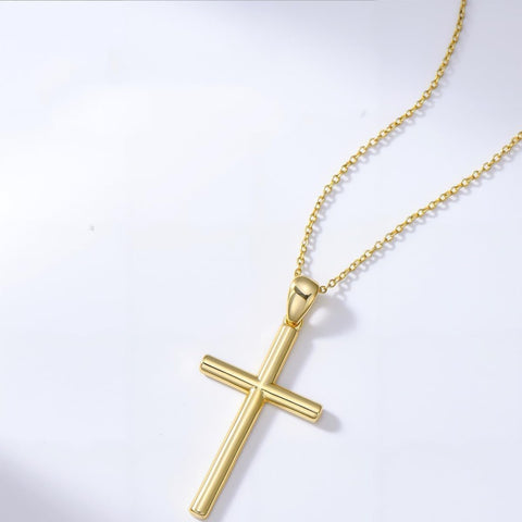 14K Gold Plated Cross Pendant Necklace for Women
