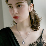 Sterling Silver Opal Vintage Filigree Photo Locket Necklace