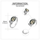 Leaf Moss Agate Ring For Women Girls Sterling Silver Round Cut 8 MM Solitaire Ring Healing Jewelry Gift