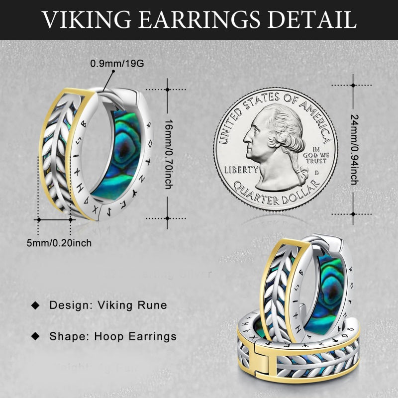 14K Gold Plated  Viking Hoop Earrings
