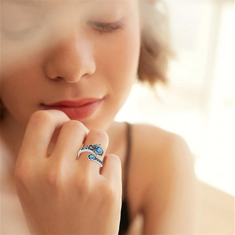 Sterling Silver Dragonfly Jesus Fish Adjustable Spoon Ring for Women