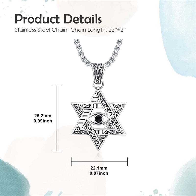 Sterling Silver Star of David Chai Cross Evil Eye Lion of Judah Menorah Tree of Life Protection Pendant Necklace