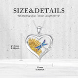 Sterling Silver Heart Dragonfly Hummingbird Pendant Necklace Jewelry Gifts for Christmas Anniversary