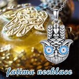 Sterling Silver Hamsa Hand Owl Egyptian Cat Lion Pendant Necklace
