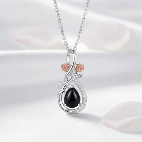 Sterling Silver Teardrop Gemstone Rose Butterfly Infinity Heart Necklace for Women