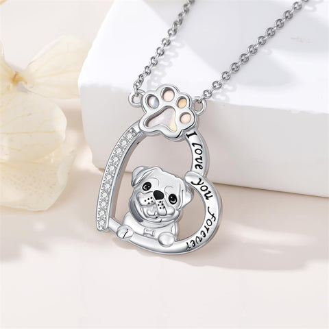 Sterling Silver Paw Print Poodle Corgi French Schnauzer Chihuahua Dachshund Golden Retriever Pug Pendant  Necklace