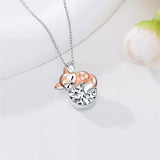 Sterling Silver 12 Month Birthstone Fox Pendant Necklace for Women