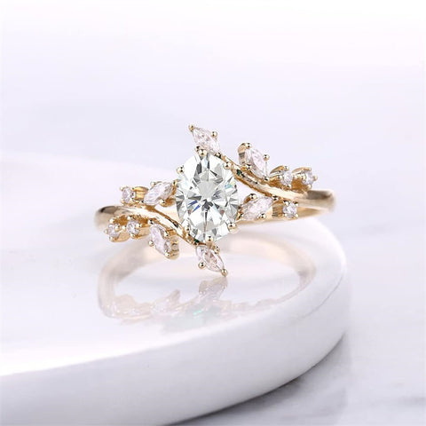 Sterling Silver 10K14K 18K Gold Oval Cut Moissanite/Lab Grown Diamond Engagement Ring