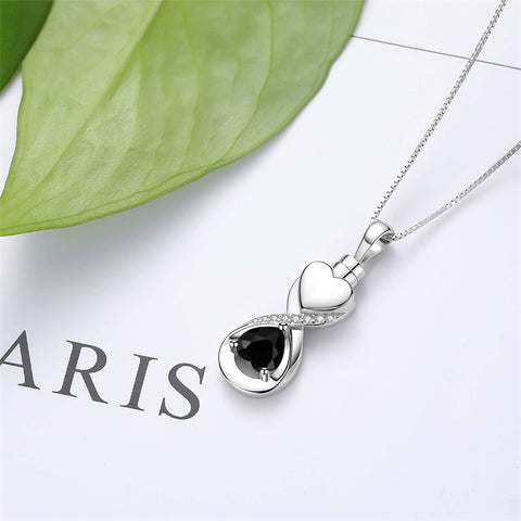 Sterling Silver Infinity Heart Urn Necklace for Ashes