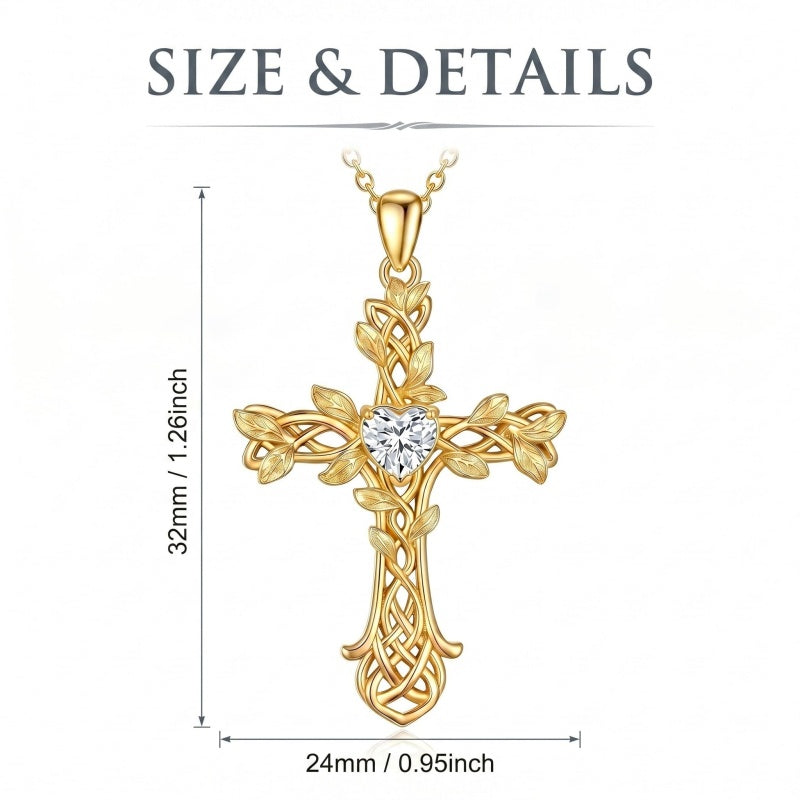 14K Gold Plated Cross Necklace for Women