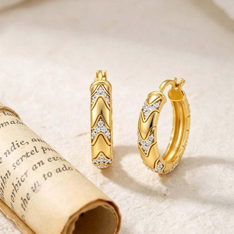 14K Gold Plated Hoop Earrings Jewelry Gift for Birthday Anniversary Mother's Day