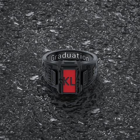 Sterling Silver Custom Patterns Graduation Ring for Men