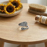 Sterling Silver Turquoise Hummingbird Butterfly Sunflower Adjustable Spoon Ring