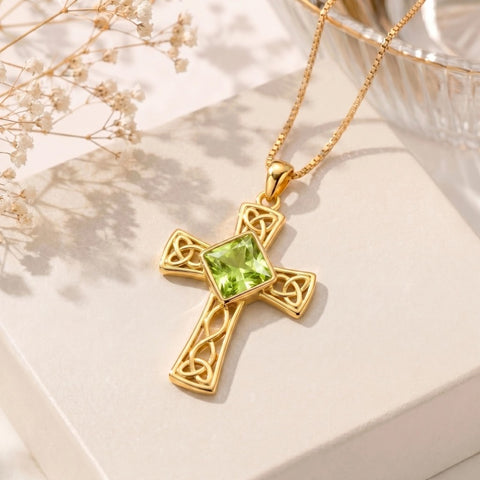 14K Gold Plated  Birthstone Cross Necklace  Pendant Necklace Mother's Day Birthday Gifts for Women