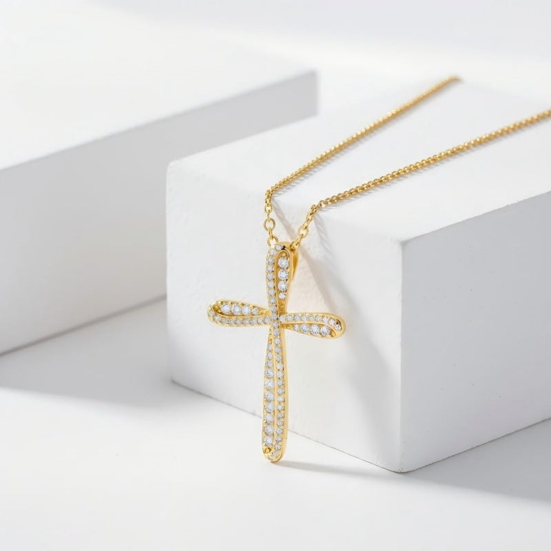 14K Gold Plated Cross Infinity  Pendant Necklace  for Women