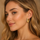 14K Gold Plated Cubic Zircon Hoop Earrings for Women