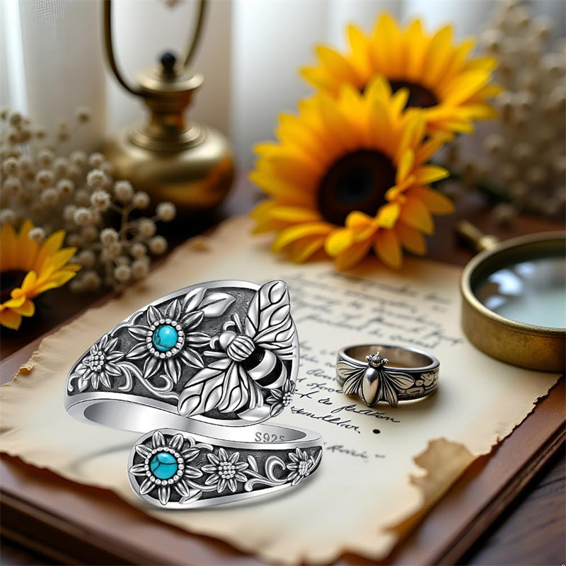 Sterling Silver Oxidized Dragonfly Butterfly Hummingbird Sea Turtle Anchor Cross Tree of Life Sunflower Spoon Ring