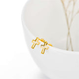 18K Solid Gold Cross Earrings for Women, Yellow Gold Diamond-cut Cross Post Stud Earrings Jewelry for Girls 9mm