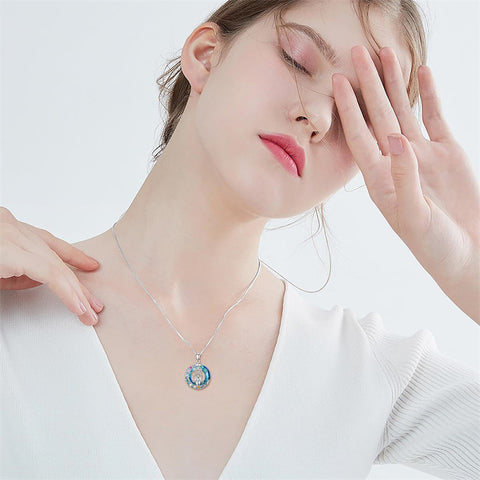 Sterling Silver Crystal Triple Moon Goddess Hamsa Hand Lotus Tree of Life Flower of Life Chakra Pendant Necklace