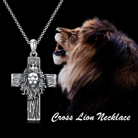 Sterling Silver Lion Semicolon Rose Sunflower Cross Pendant Religious Necklace