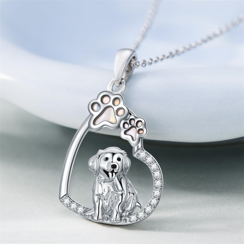 Sterling Silver Paw Print Poodle Corgi French Schnauzer Chihuahua Dachshund Golden Retriever Pug Pendant  Necklace