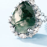 Natural Moss Agate 925 Sterling Silver Pendant Necklace For Birthday Green Gems Engagement Wedding Jewelry Gift Teardrop