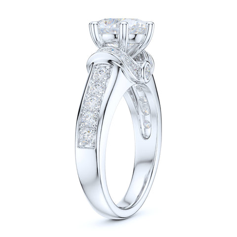 Sterling Silver 2CT Round Cut Moissanite Promise Engagement Ring