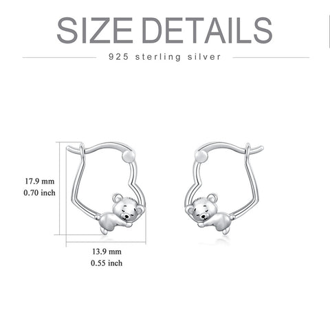 Sterling Silver Fox Frog Leopard Peacock Puppy Animal Hug Hoop Earrings