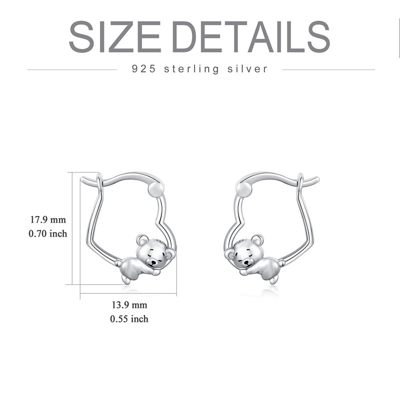 Sterling Silver Fox Frog Leopard Peacock Puppy Animal Hug Hoop Earrings