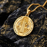 14K Gold Plated Saint Medal Christian  Pendant Necklace for Men