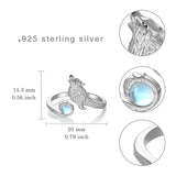 Sterling Silver  Moonstone Snake Fox Cat Octopus Wolf Ring