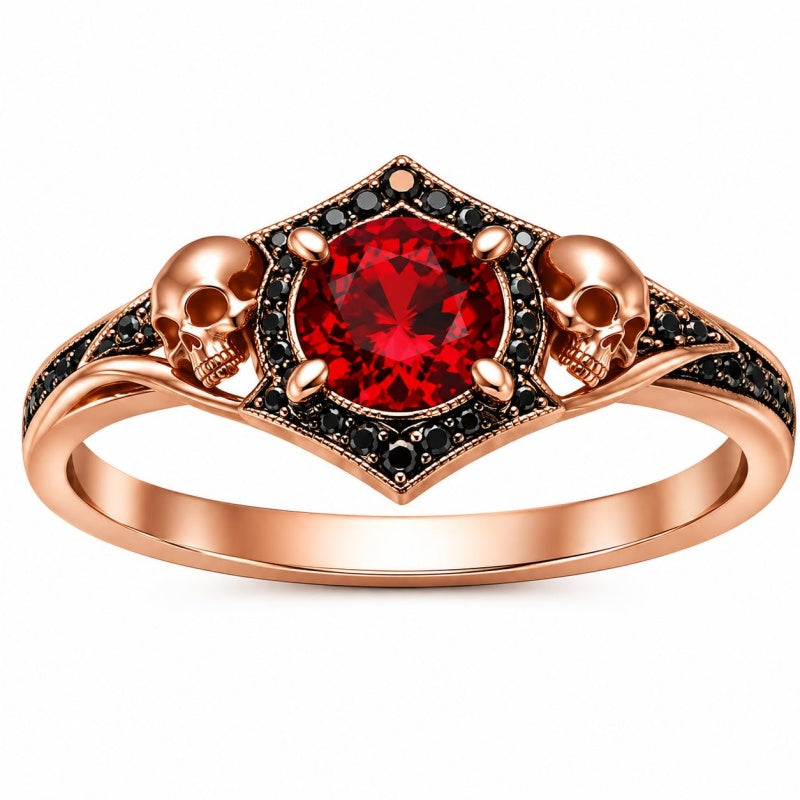 Sterling Silver 10K 14K 18K Gold Personalized Gothic Skull Ring Exquisite Spooky Jewelry for Halloween Lovers