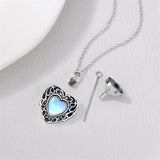 Sterling Silver Moonstone Turquoise Moss Agate Heart Shaped Urn Necklace for Ashes
